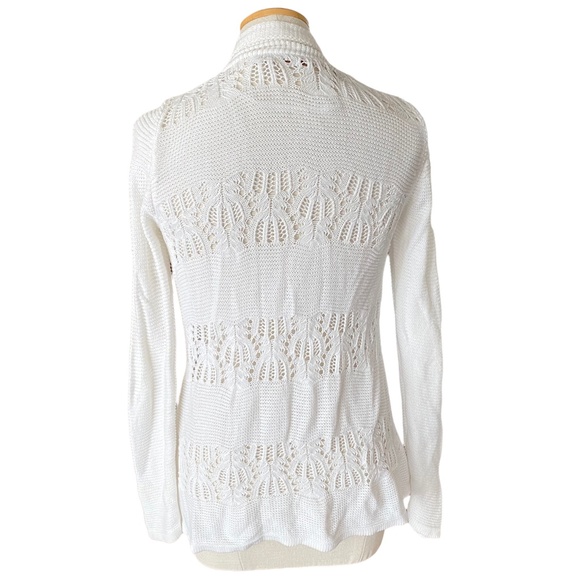 🌸 Belldini White Open Front Crocheted Cardigan - Picture 6 of 8